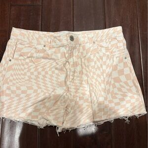 Women's Pink Checkered Shorts